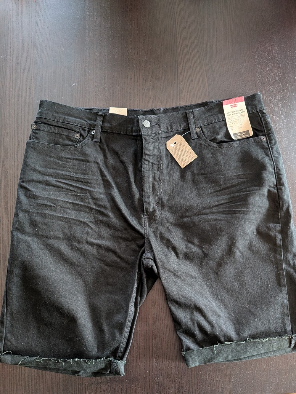 NWT Levis 511 Slim Fit Black Denim Shorts 40 Jorts Stretch